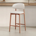 Mid Century Modern Upholstered Bar Stool with Back