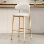 Mid Century Modern Upholstered Bar Stool with Back