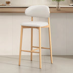 Mid Century Modern Upholstered Bar Stool with Back