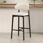 Mid Century Modern Upholstered Bar Stool with Back