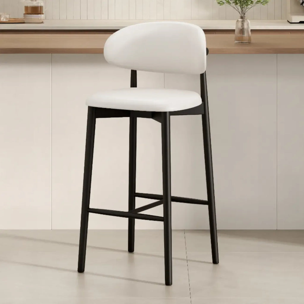 Mid Century Modern Upholstered Bar Stool with Back