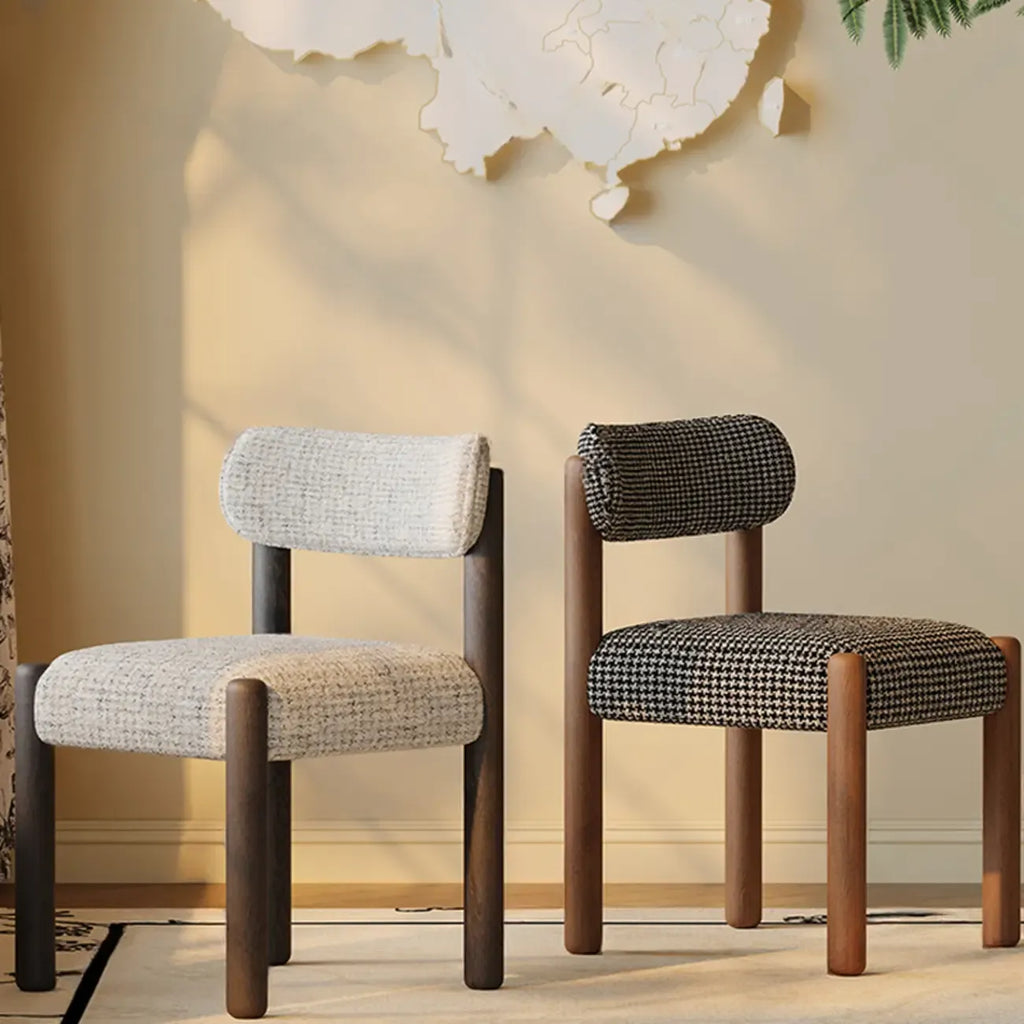 Modern Upholstered Fabric Wood Dining Chair