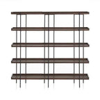 Contemporary Iron Brown Multi-tier Wood Etagere Bookcase