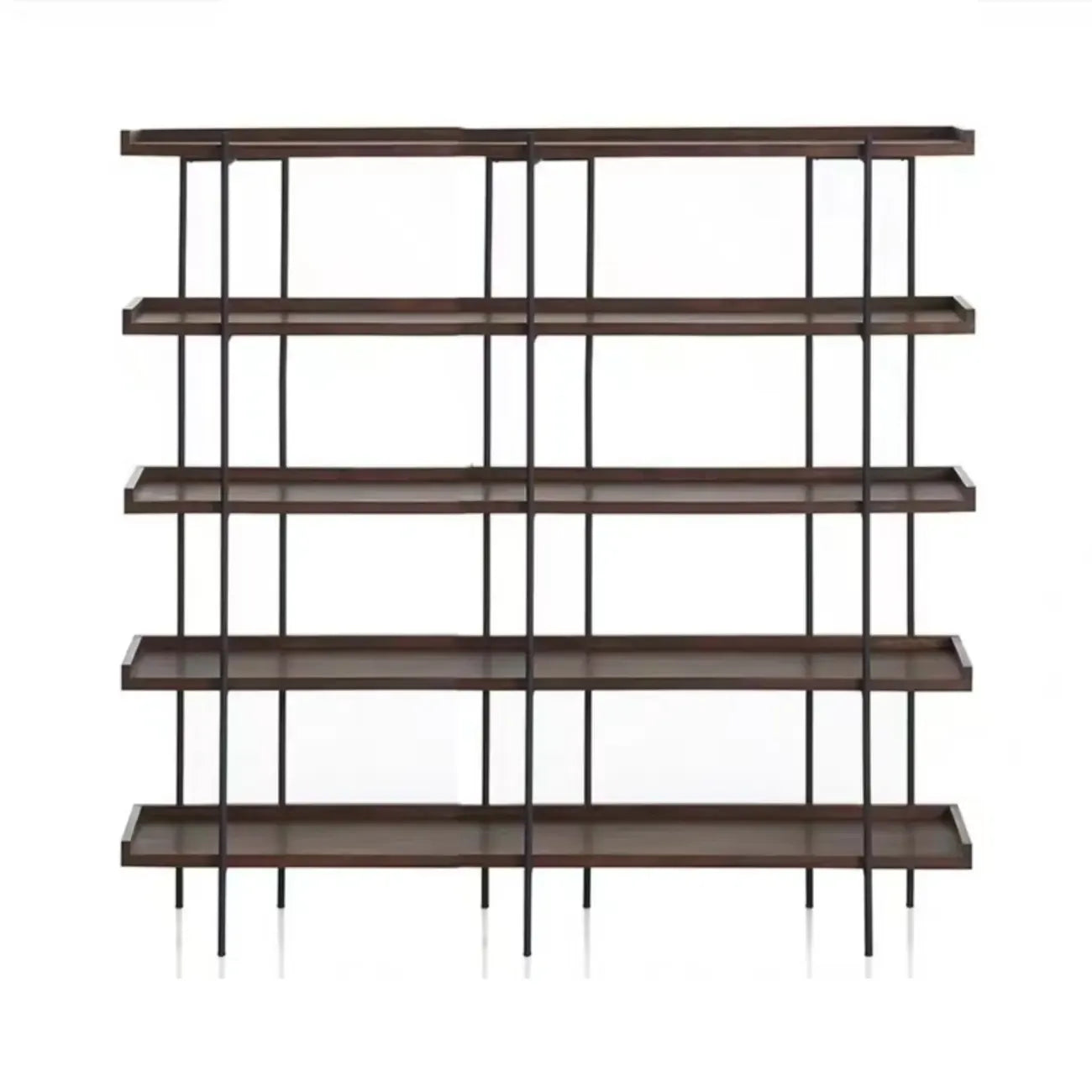 Contemporary Iron Brown Multi-tier Wood Etagere Bookcase
