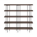Contemporary Iron Brown Multi-tier Wood Etagere Bookcase