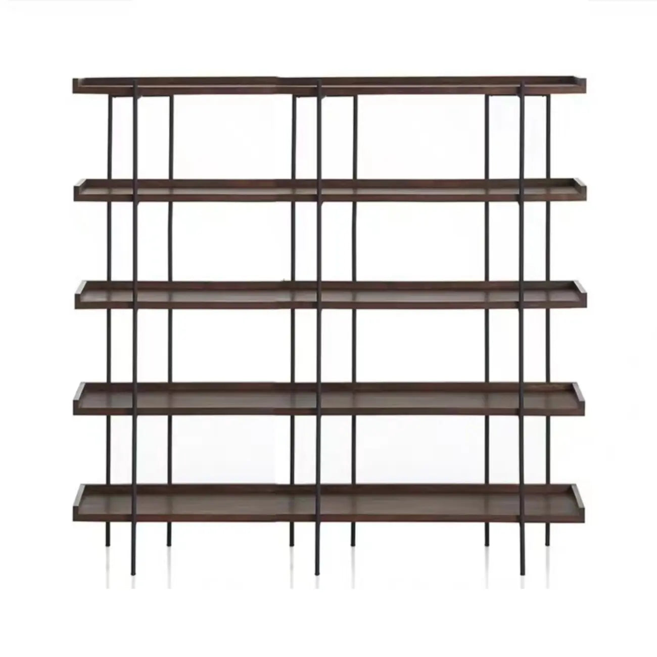 Contemporary Iron Brown Multi-tier Wood Etagere Bookcase