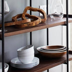 Contemporary Iron Brown Multi-tier Wood Etagere Bookcase