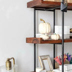 Contemporary Iron Brown Multi-tier Wood Etagere Bookcase