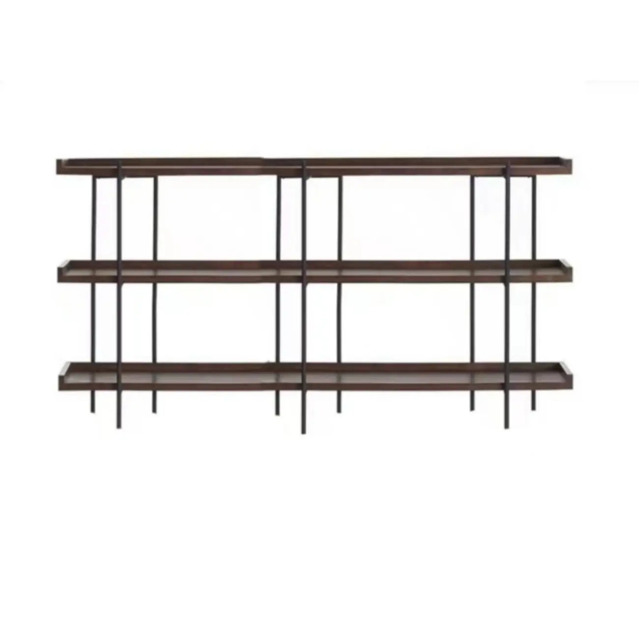 Contemporary Iron Brown Multi-tier Wood Etagere Bookcase