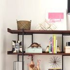 Contemporary Iron Brown Multi-tier Wood Etagere Bookcase