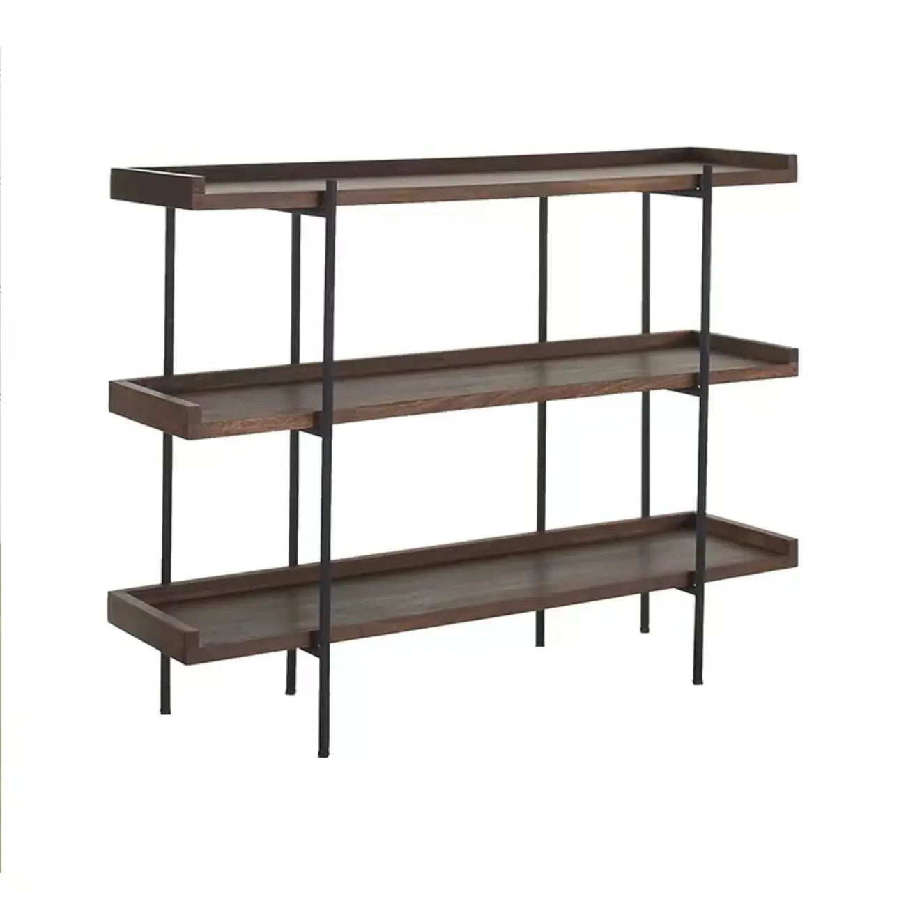 Contemporary Iron Brown Multi-tier Wood Etagere Bookcase