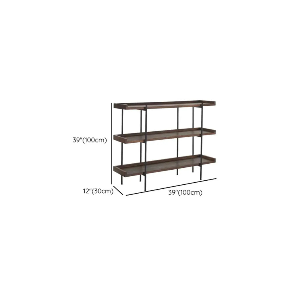Contemporary Iron Brown Multi-tier Wood Etagere Bookcase