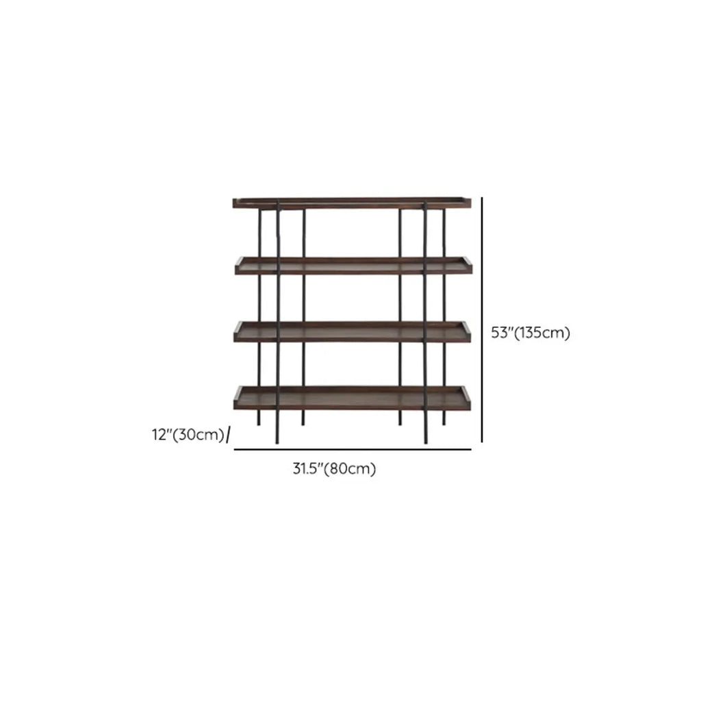 Contemporary Iron Brown Multi-tier Wood Etagere Bookcase