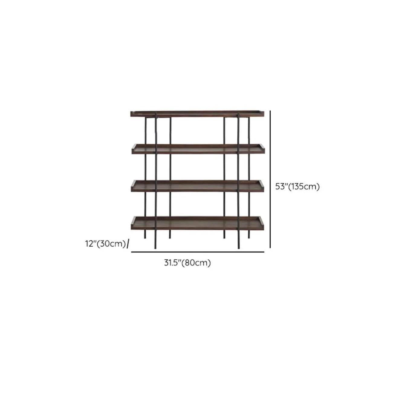 Contemporary Iron Brown Multi-tier Wood Etagere Bookcase