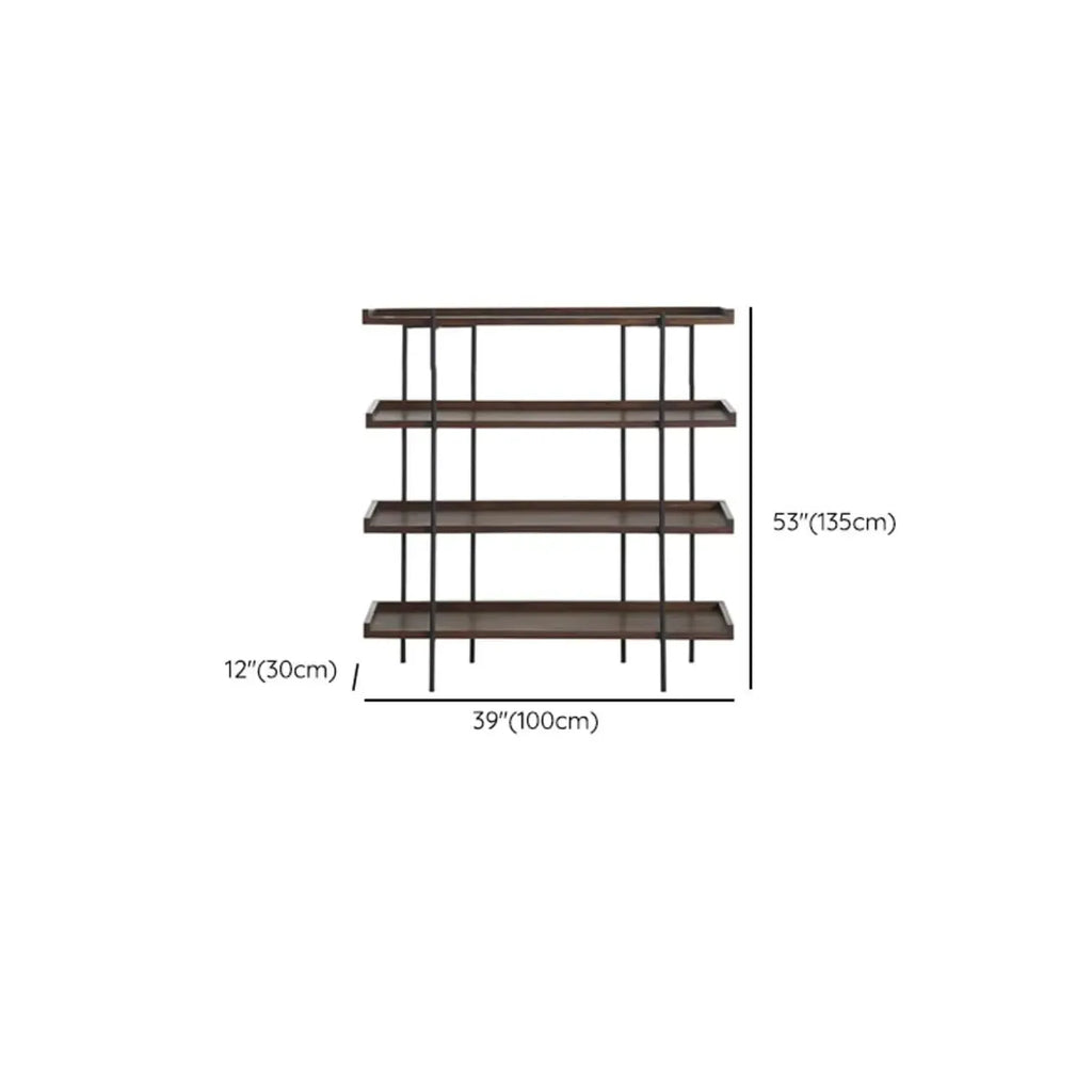 Contemporary Iron Brown Multi-tier Wood Etagere Bookcase