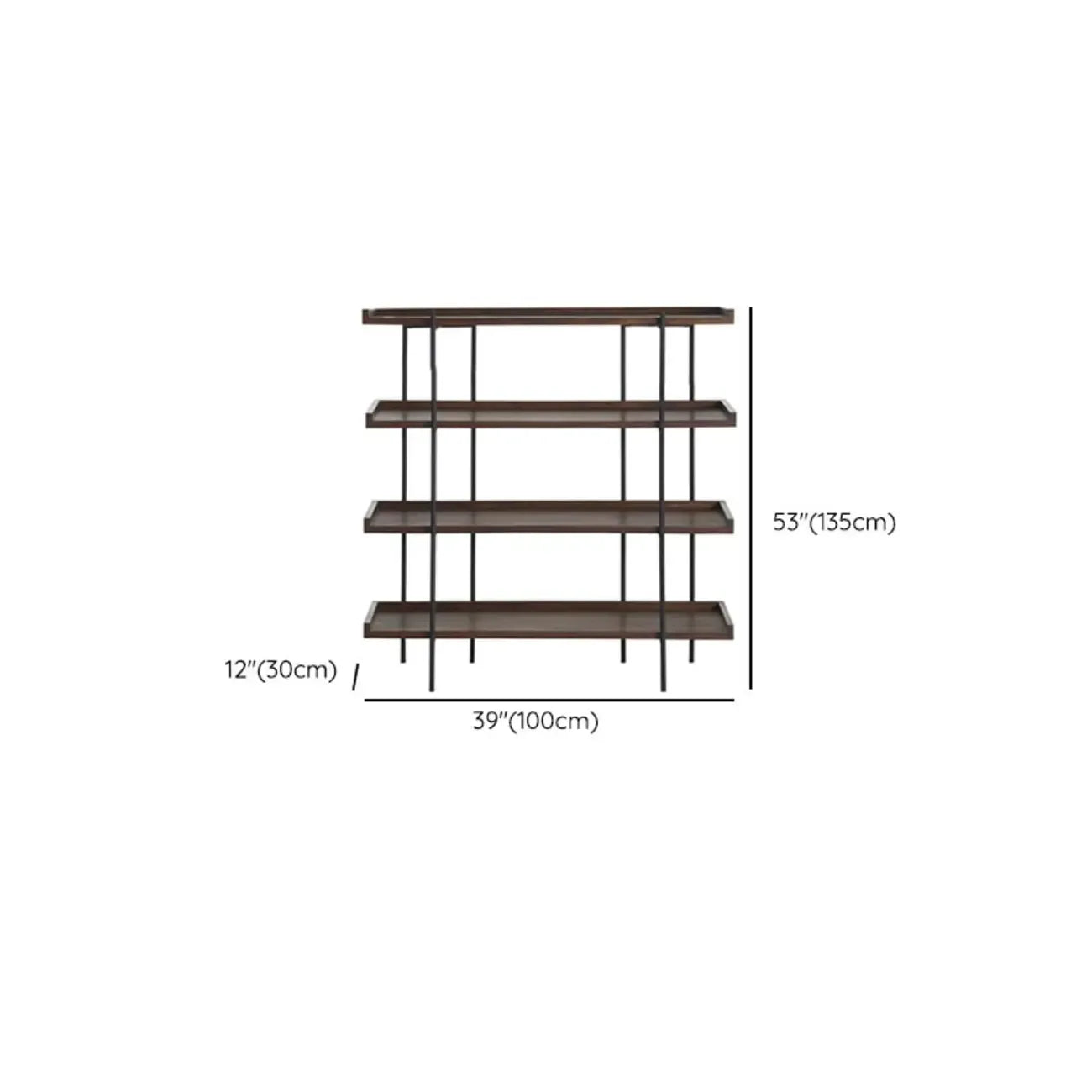 Contemporary Iron Brown Multi-tier Wood Etagere Bookcase
