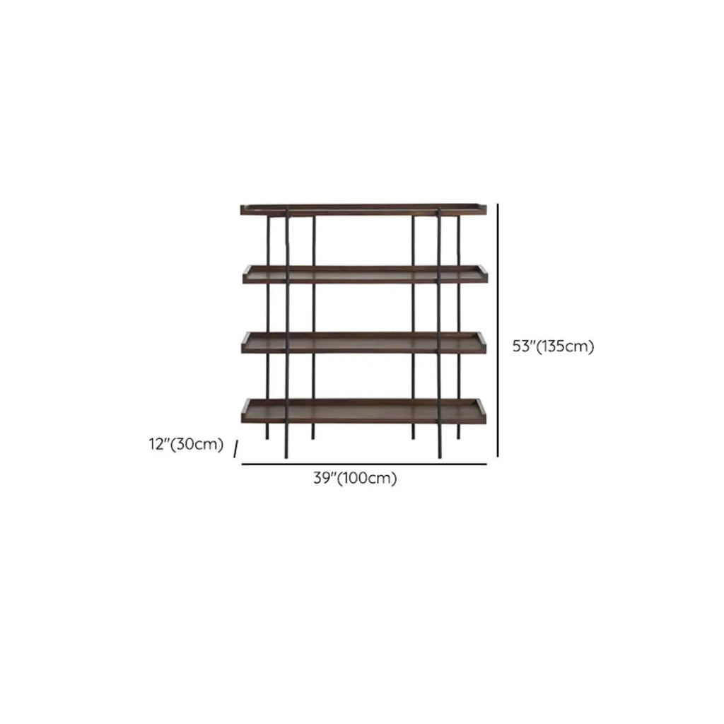 Contemporary Iron Brown Multi-tier Wood Etagere Bookcase