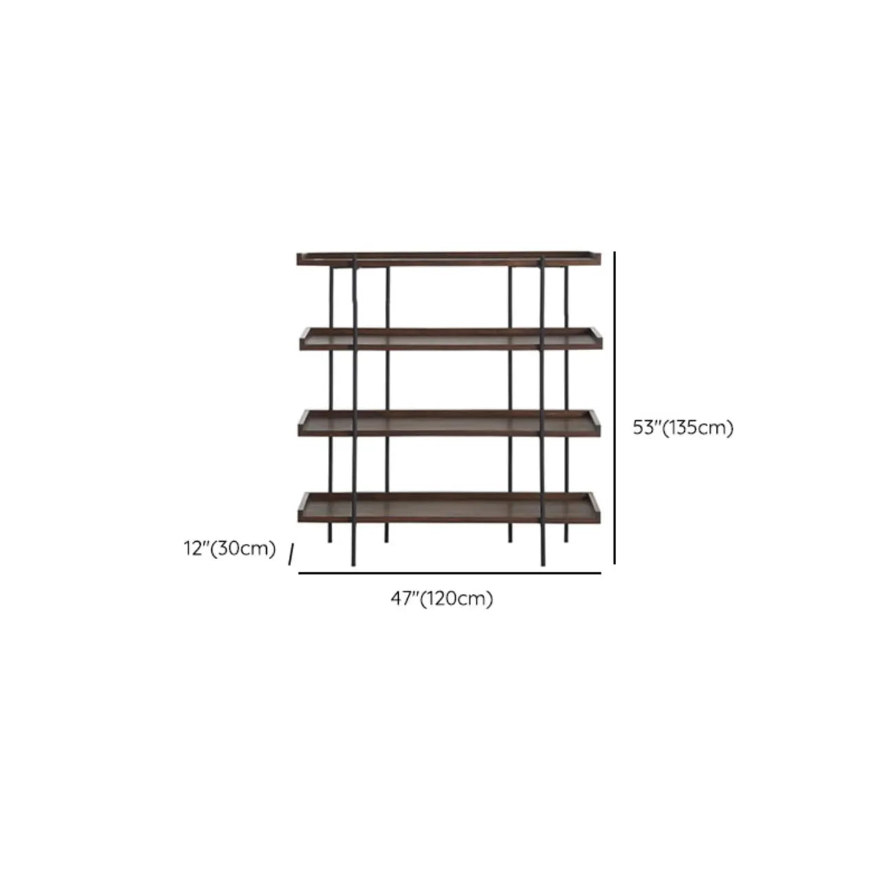 Contemporary Iron Brown Multi-tier Wood Etagere Bookcase
