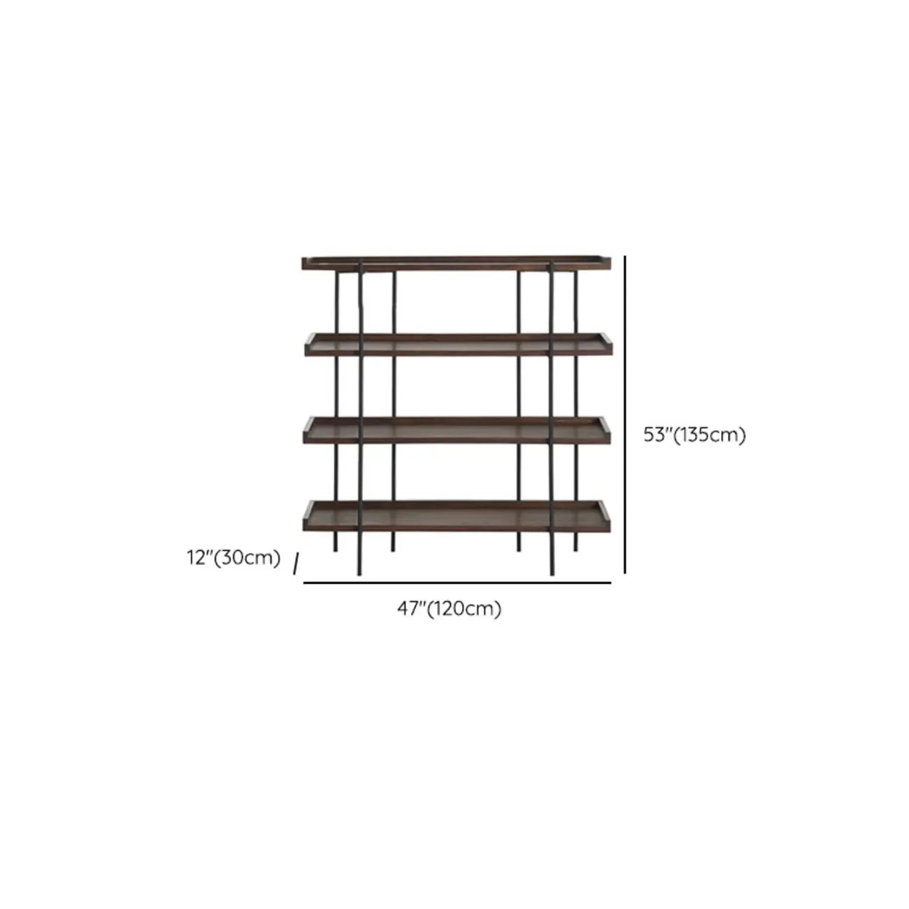 Contemporary Iron Brown Multi-tier Wood Etagere Bookcase