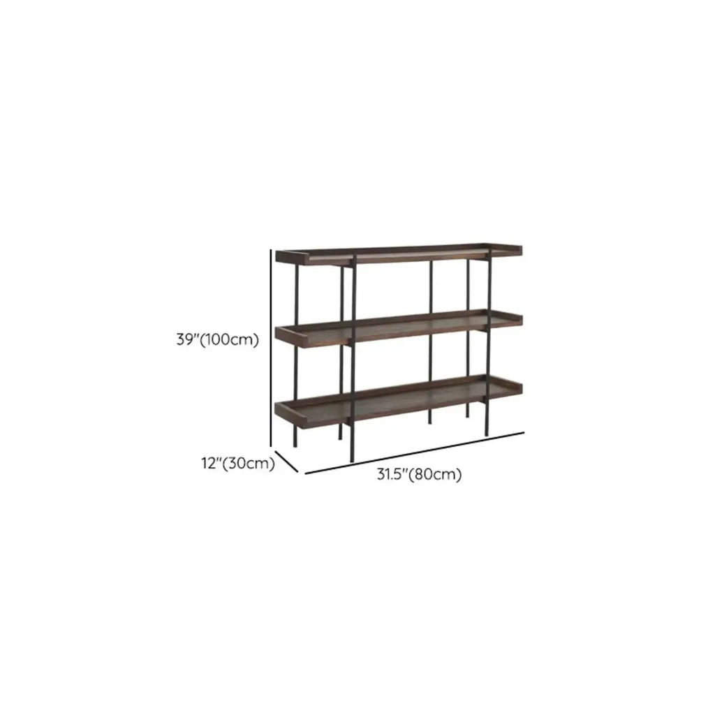 Contemporary Iron Brown Multi-tier Wood Etagere Bookcase