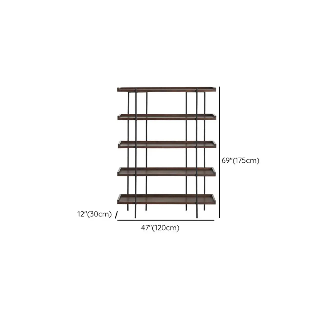 Contemporary Iron Brown Multi-tier Wood Etagere Bookcase