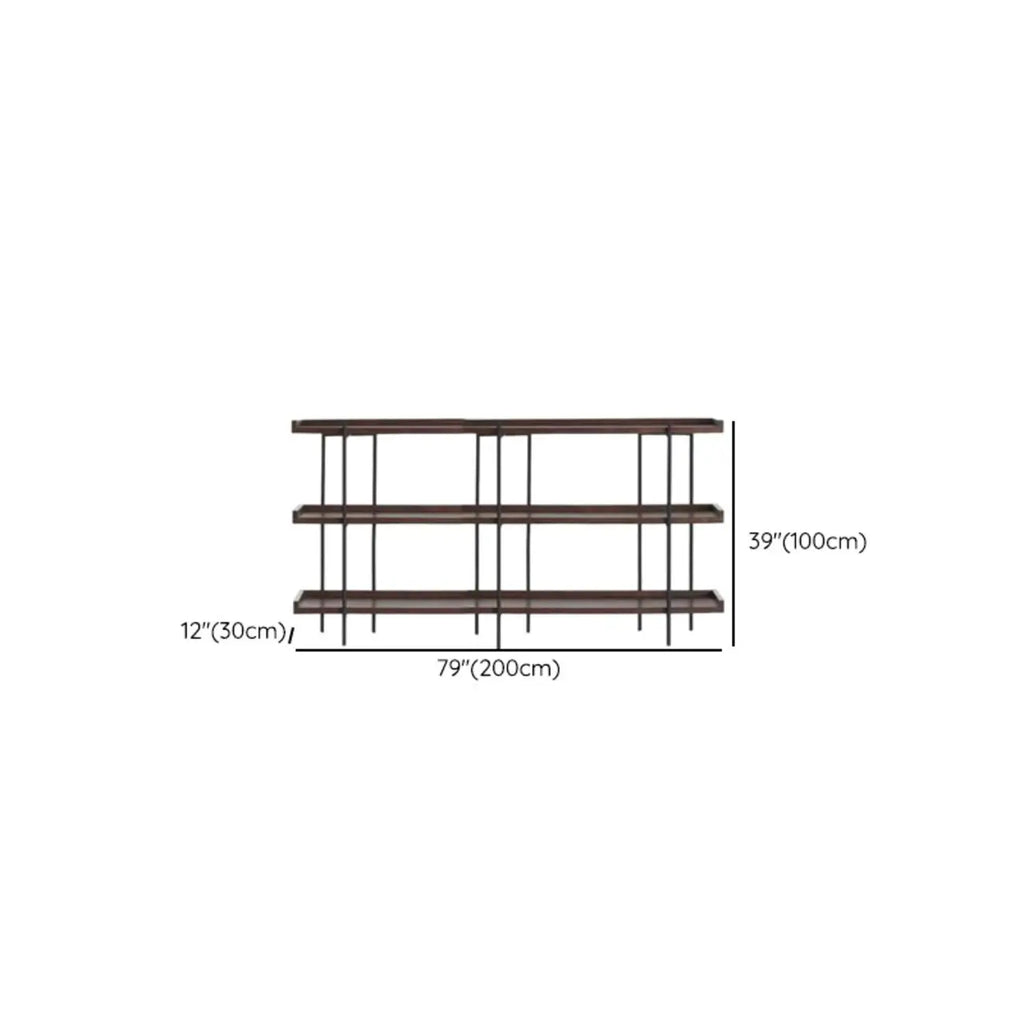 Contemporary Iron Brown Multi-tier Wood Etagere Bookcase