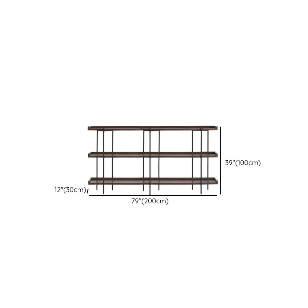 Contemporary Iron Brown Multi-tier Wood Etagere Bookcase