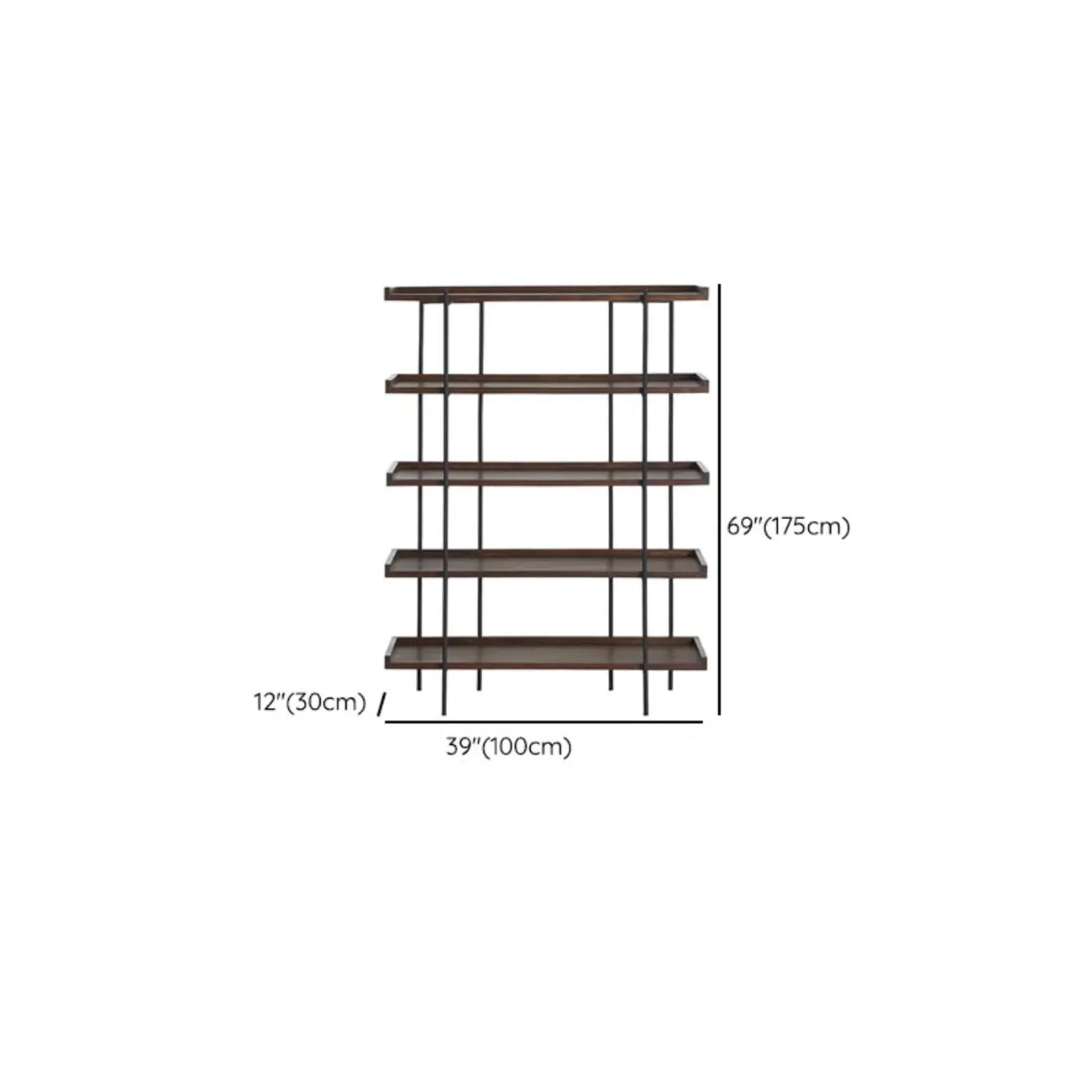 Contemporary Iron Brown Multi-tier Wood Etagere Bookcase