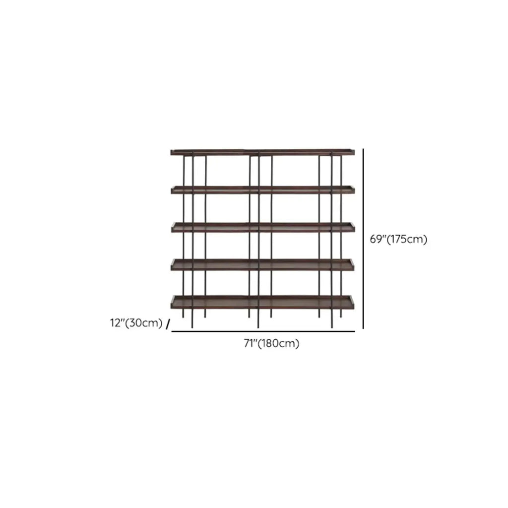 Contemporary Iron Brown Multi-tier Wood Etagere Bookcase