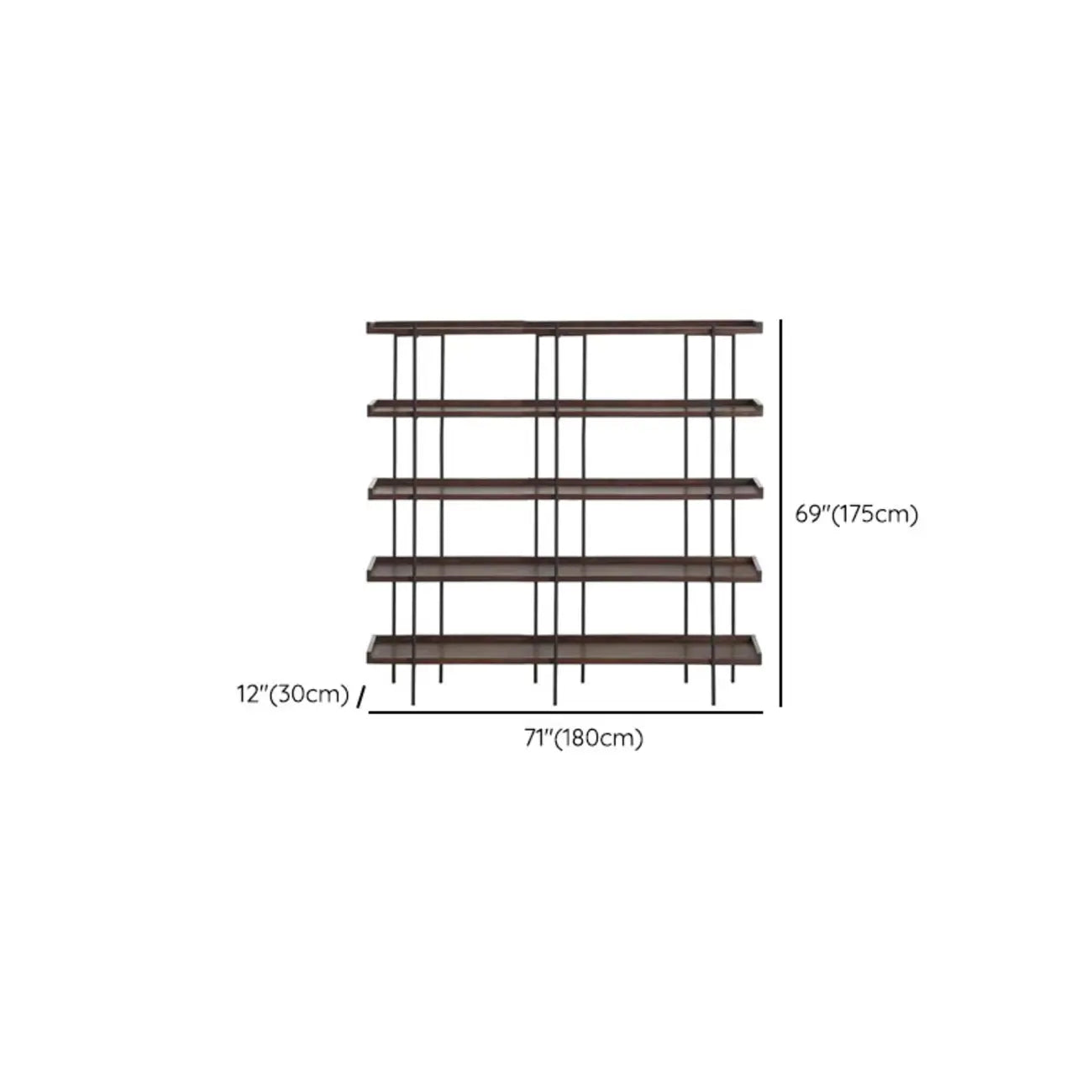 Contemporary Iron Brown Multi-tier Wood Etagere Bookcase
