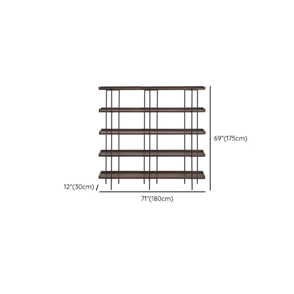 Contemporary Iron Brown Multi-tier Wood Etagere Bookcase