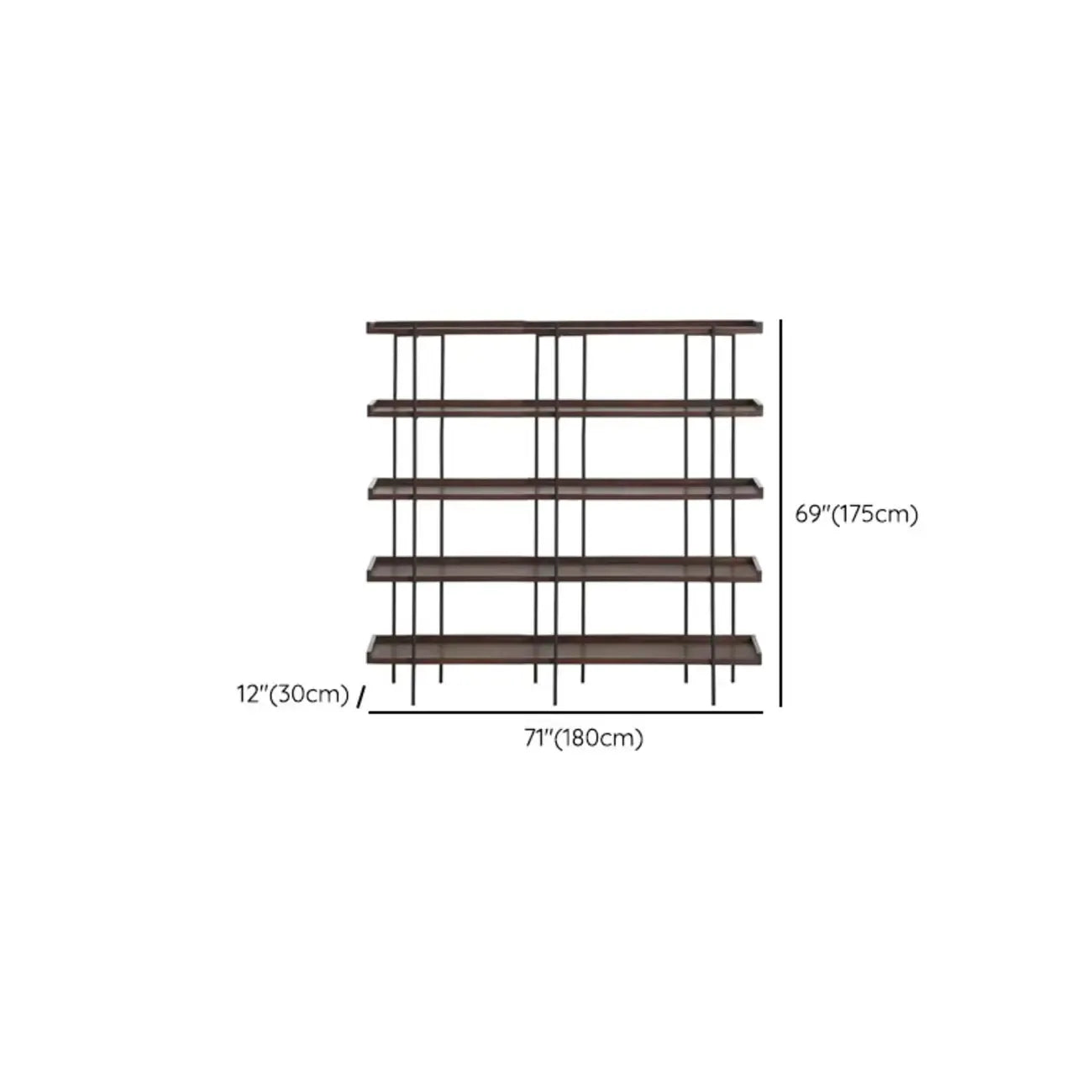 Contemporary Iron Brown Multi-tier Wood Etagere Bookcase