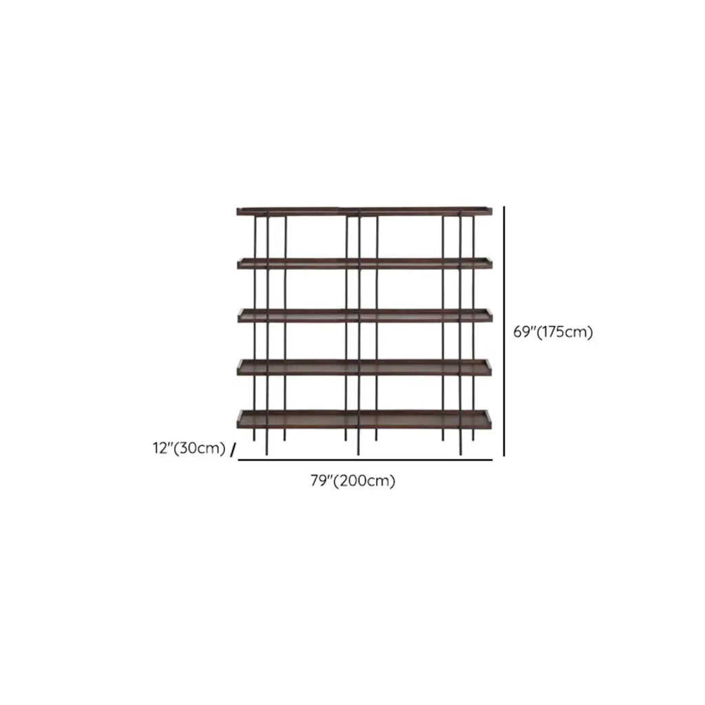 Contemporary Iron Brown Multi-tier Wood Etagere Bookcase