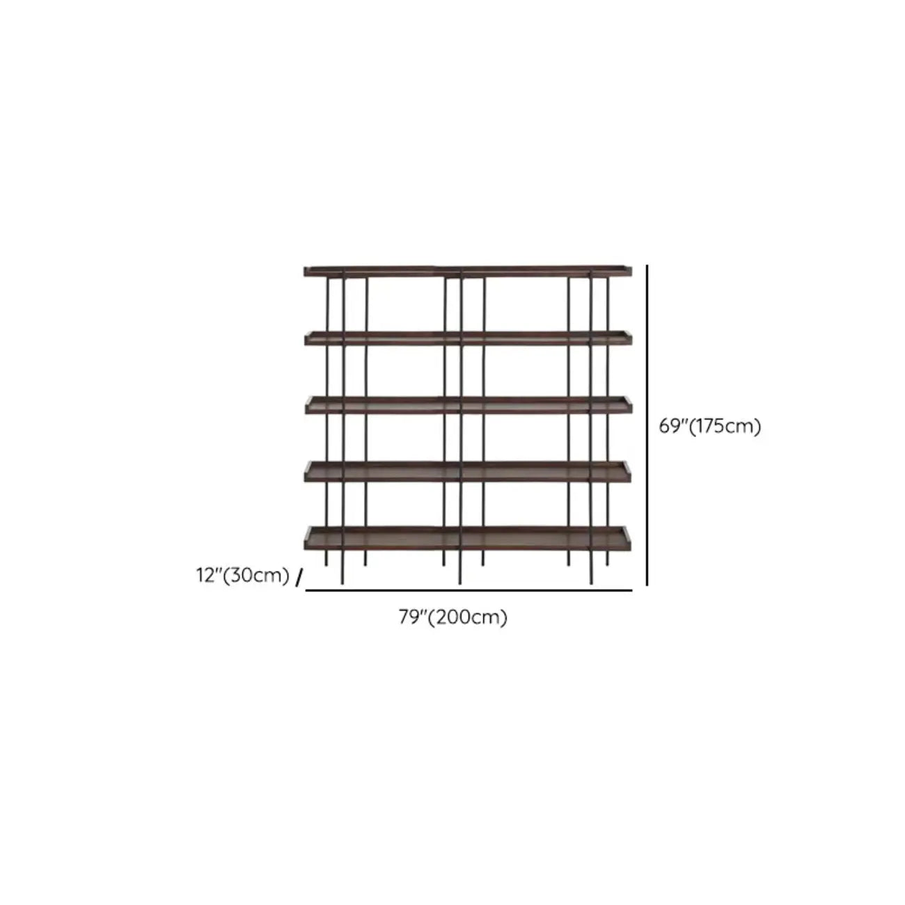 Contemporary Iron Brown Multi-tier Wood Etagere Bookcase