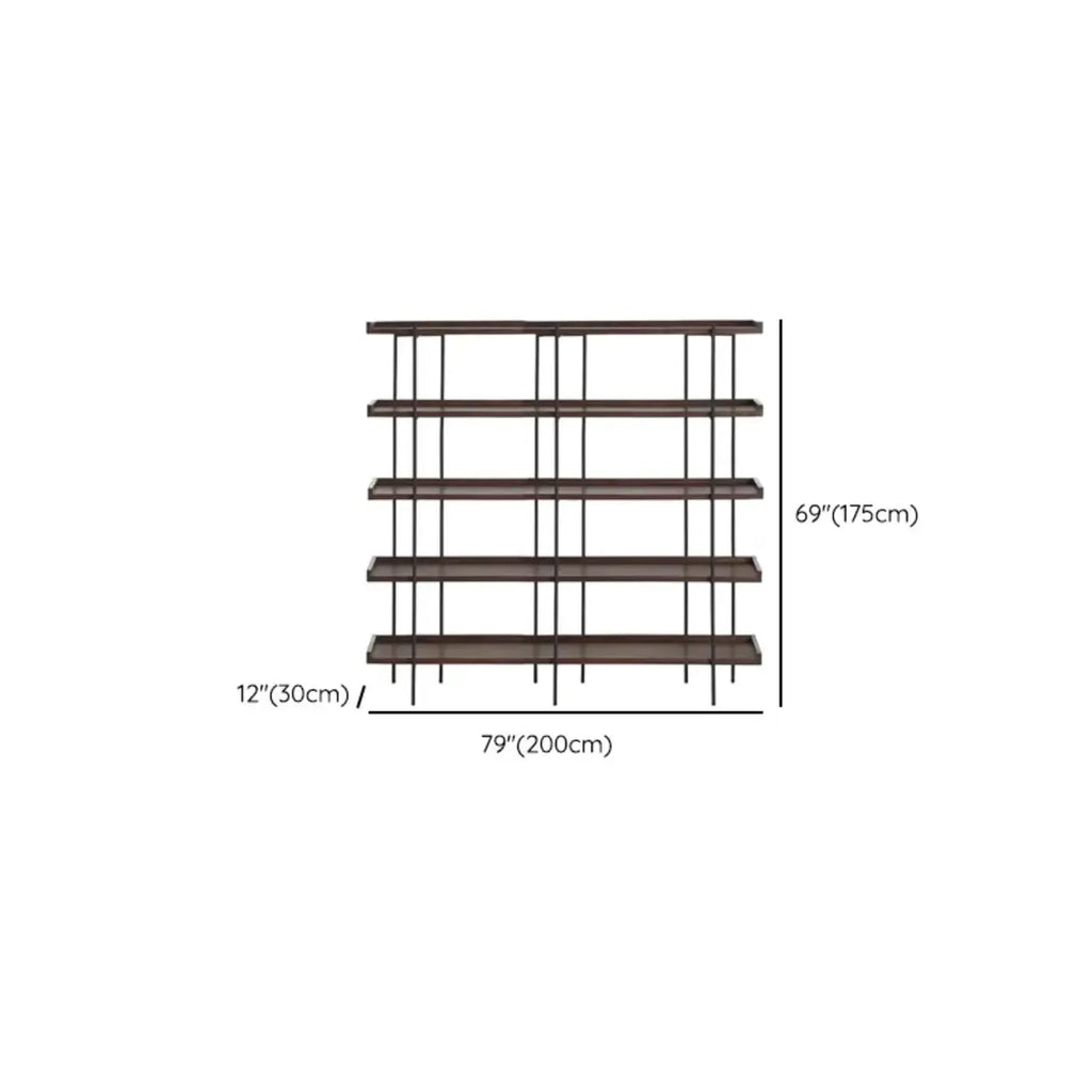 Contemporary Iron Brown Multi-tier Wood Etagere Bookcase