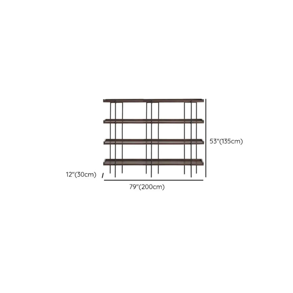 Contemporary Iron Brown Multi-tier Wood Etagere Bookcase