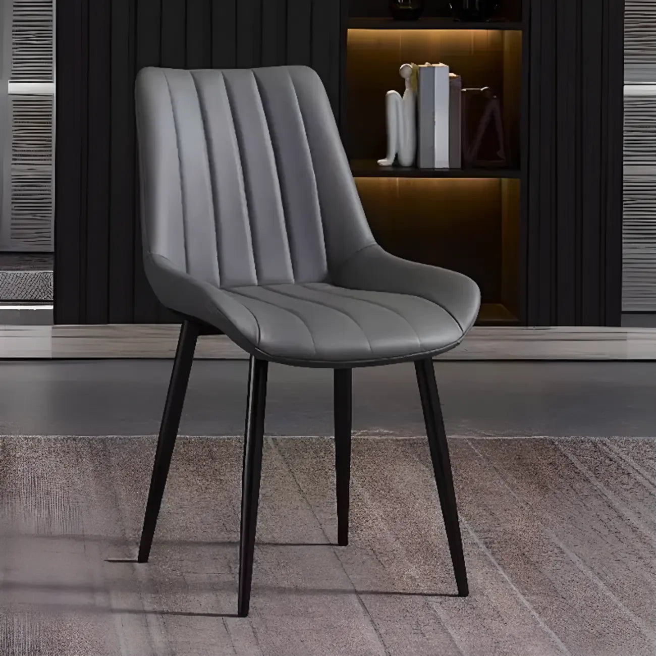 Minimalist Low Back Trufted Leather Upholstered Dining Chair