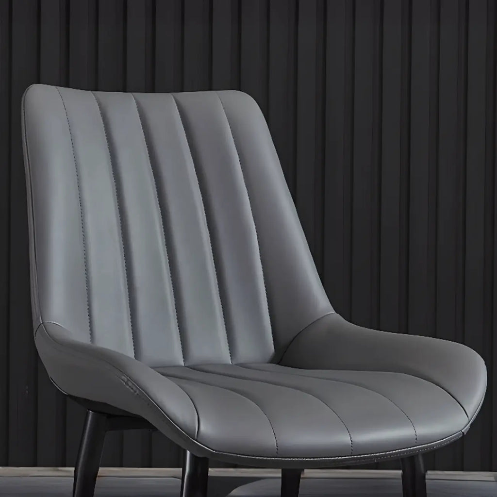 Minimalist Low Back Trufted Leather Upholstered Dining Chair