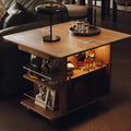 Natural Foldable Top Wood Storage Mobile Side Table