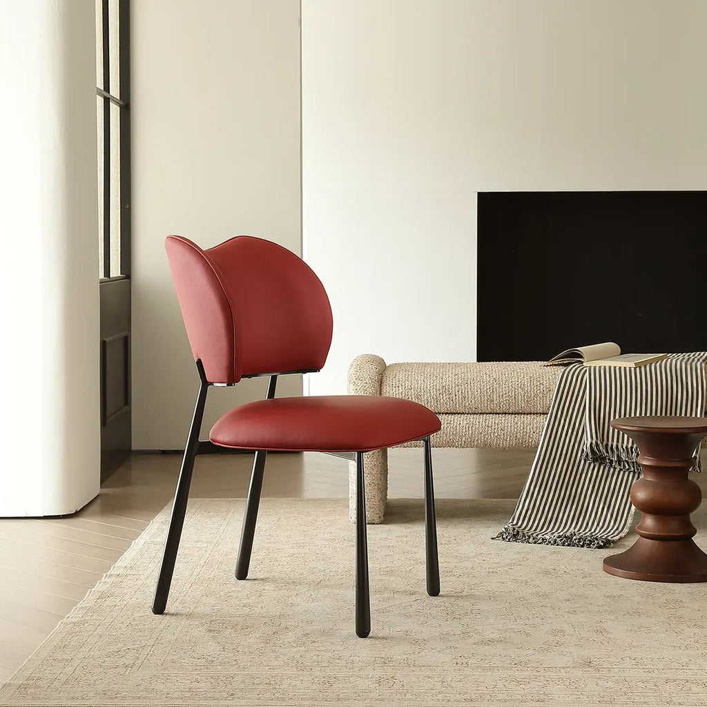 Retro Armless Faux Leather Upholstered Dining Chair