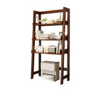 Narrow Modern Rubberwood Ladder Bookcase Open Back
