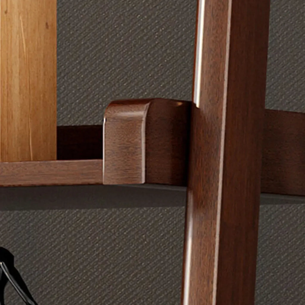 Narrow Modern Rubberwood Ladder Bookcase Open Back