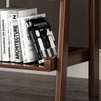 Narrow Modern Rubberwood Ladder Bookcase Open Back