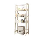 Narrow Modern Rubberwood Ladder Bookcase Open Back