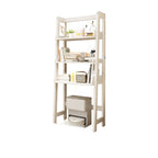 Narrow Modern Rubberwood Ladder Bookcase Open Back