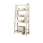 Narrow Modern Rubberwood Ladder Bookcase Open Back