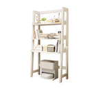 Narrow Modern Rubberwood Ladder Bookcase Open Back
