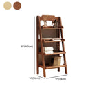 Narrow Modern Rubberwood Ladder Bookcase Open Back