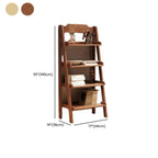Narrow Modern Rubberwood Ladder Bookcase Open Back