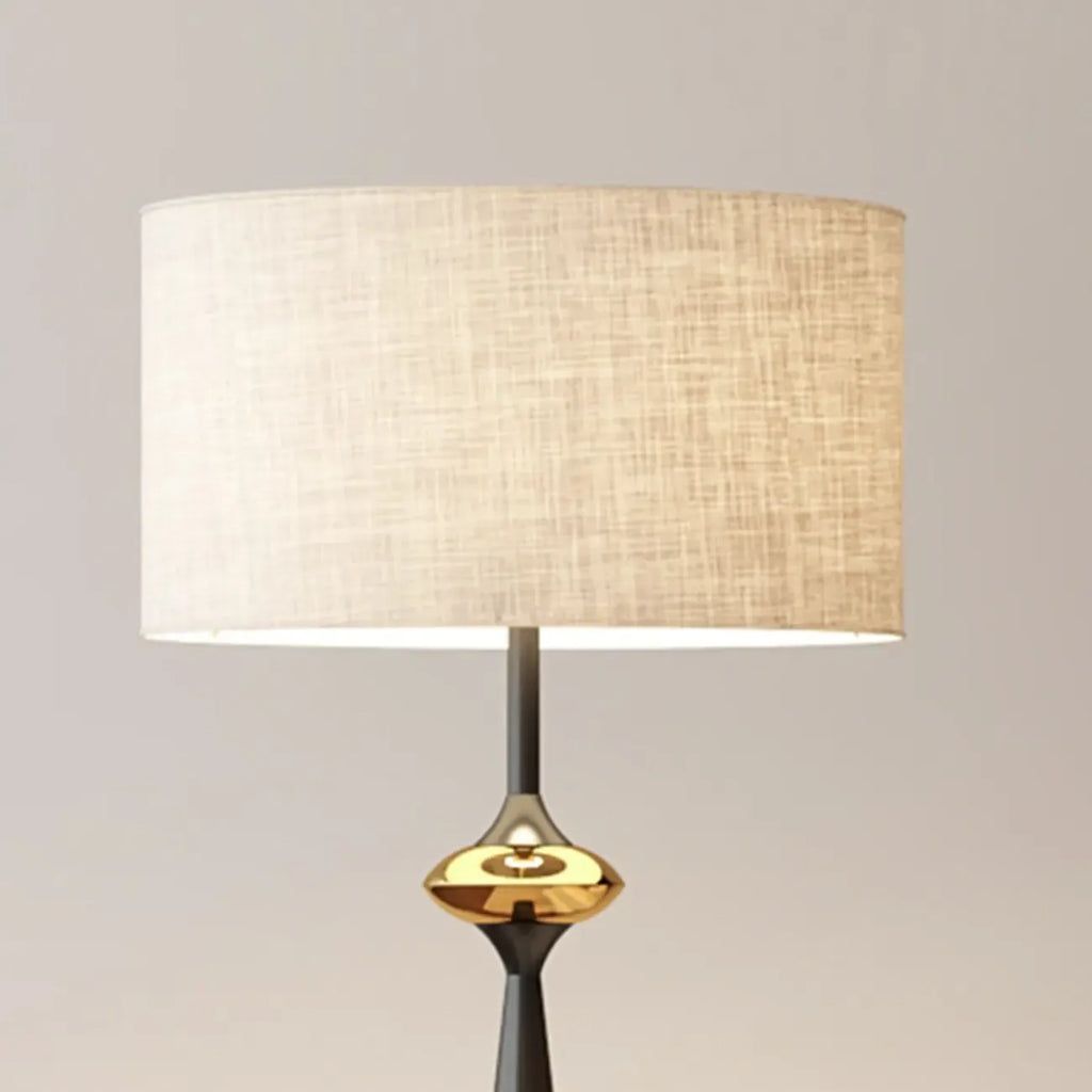 Contemporary Tapered Metal Floor Lamp Fabric Shade